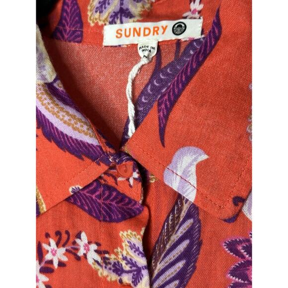 Sundry Womens Paisley Blouse 0(XS)‎ Floral Oversized Hi Low Bohemian Tunic - Picture 11 of 14